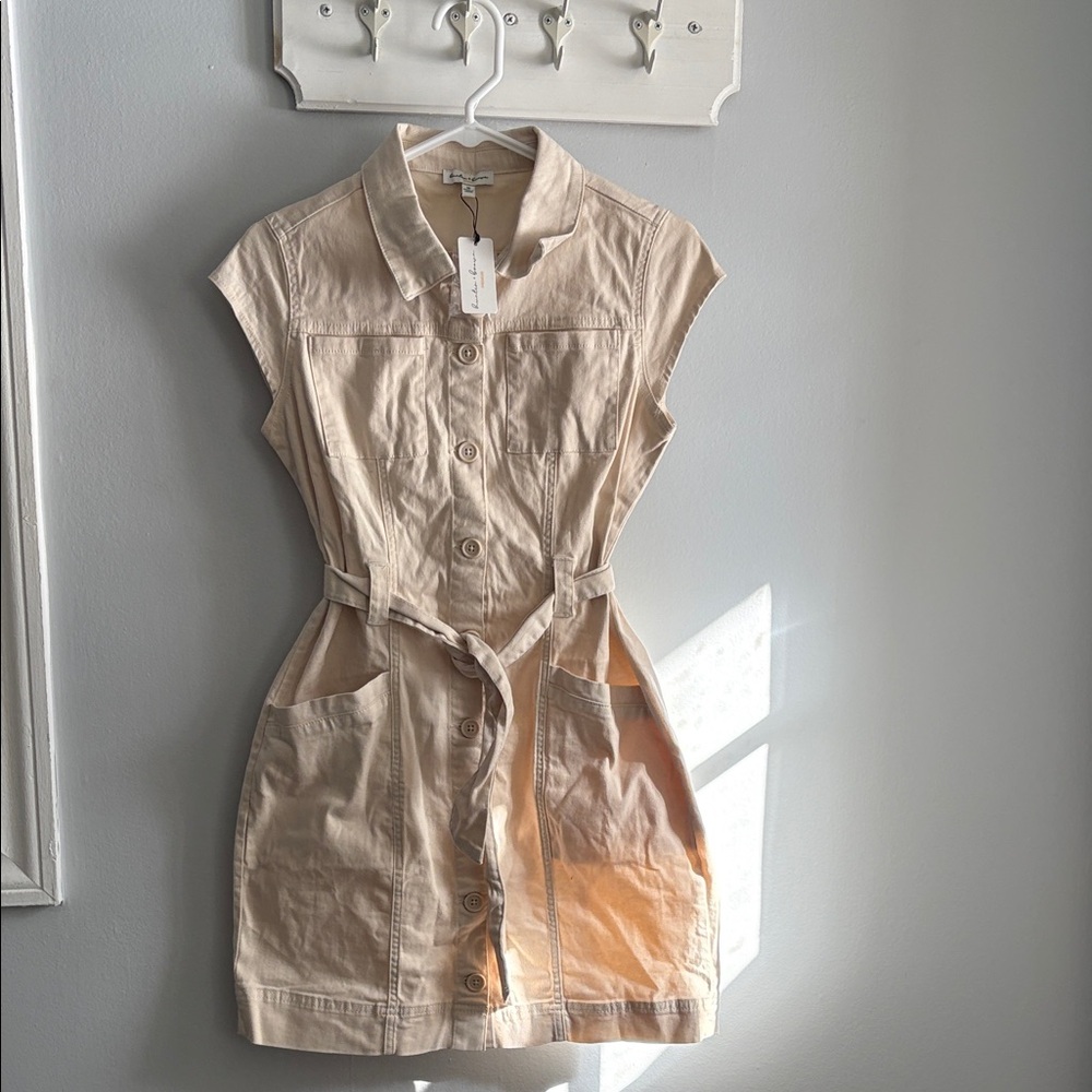 Tan Cream Mini Dress